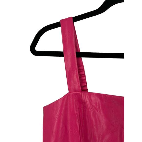 Rotate Dress Herlina Logo Embossed faux leather minidress pink size 8 - Picture 3 of 10